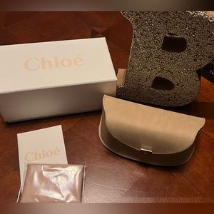 NEW CHLOE Large Suede Nubuck Beige Leather Sunglasses Case